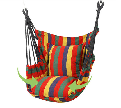 Cozy Cotton Hammock Swing Chair with Cushions for Ultimate Relaxation Red Stripes