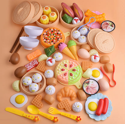 84-Piece Gourmet Restaurant Pretend Play Food Set for Kids