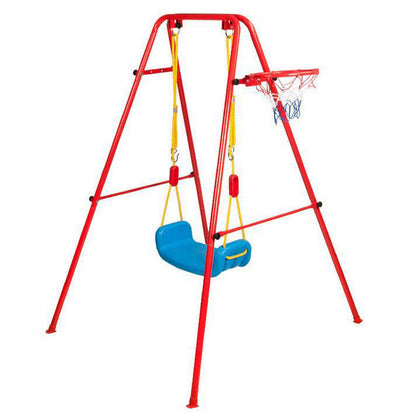 Kids 2 In 1 Swing and Basketball Playset for Backyard Fun