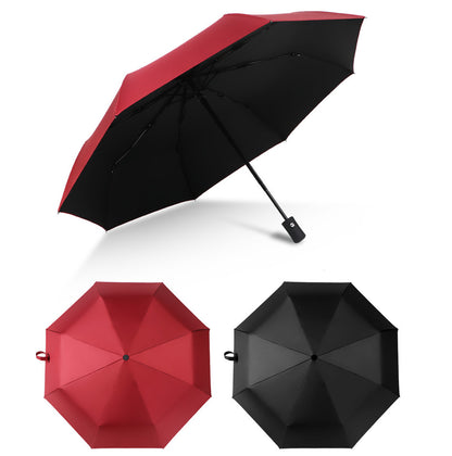 Large Windproof UV-Resistant Folding Umbrella Maroon Red