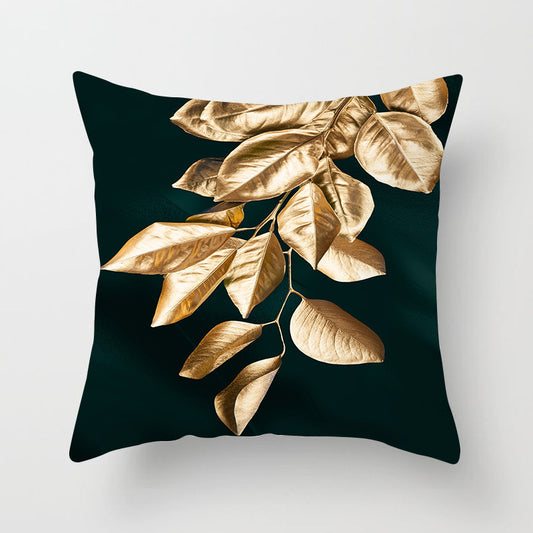 Golden Leaf Decorative Throw Pillow Cover for Home Decor