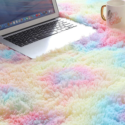 Infinity Round Soft Comfortable Shag Rug Rainbow