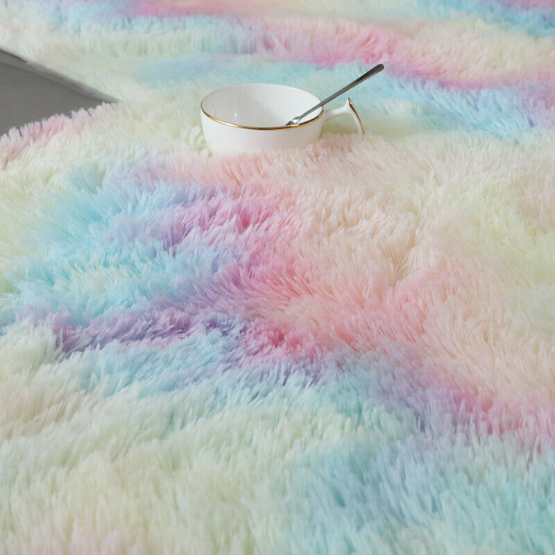 2m Large Infinity Round Shag Rug Soft Cozy Rainbow Dream