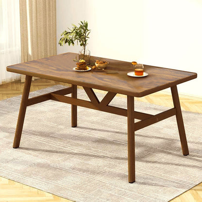 Elegant Wood and Steel Dining Table Walnut Finish