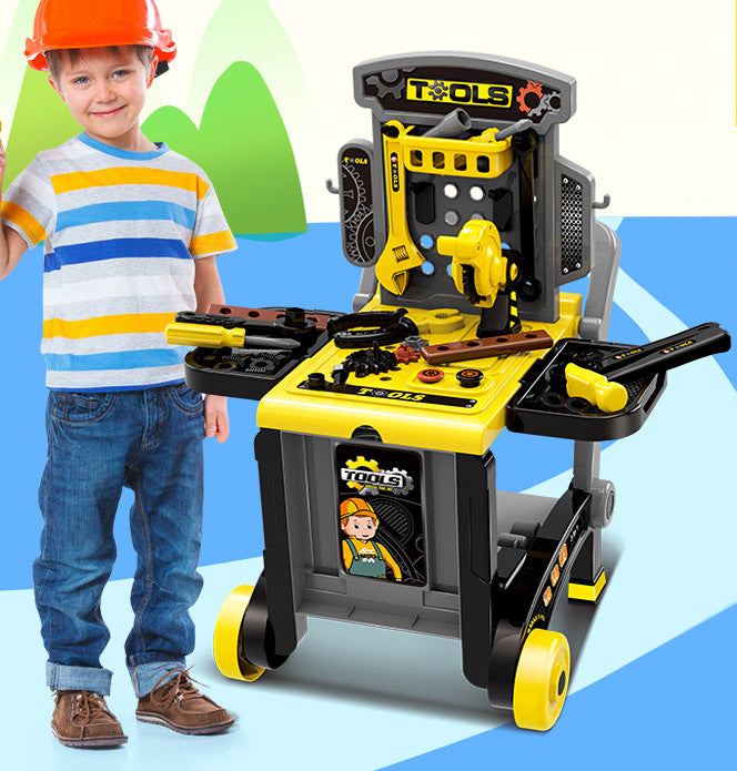 Deluxe Kids Tool Bench Station Toy Set with Trolley