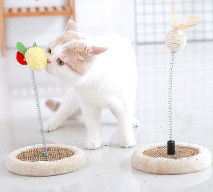 Interactive Cat Scratching Toy with Spring Bee Teaser