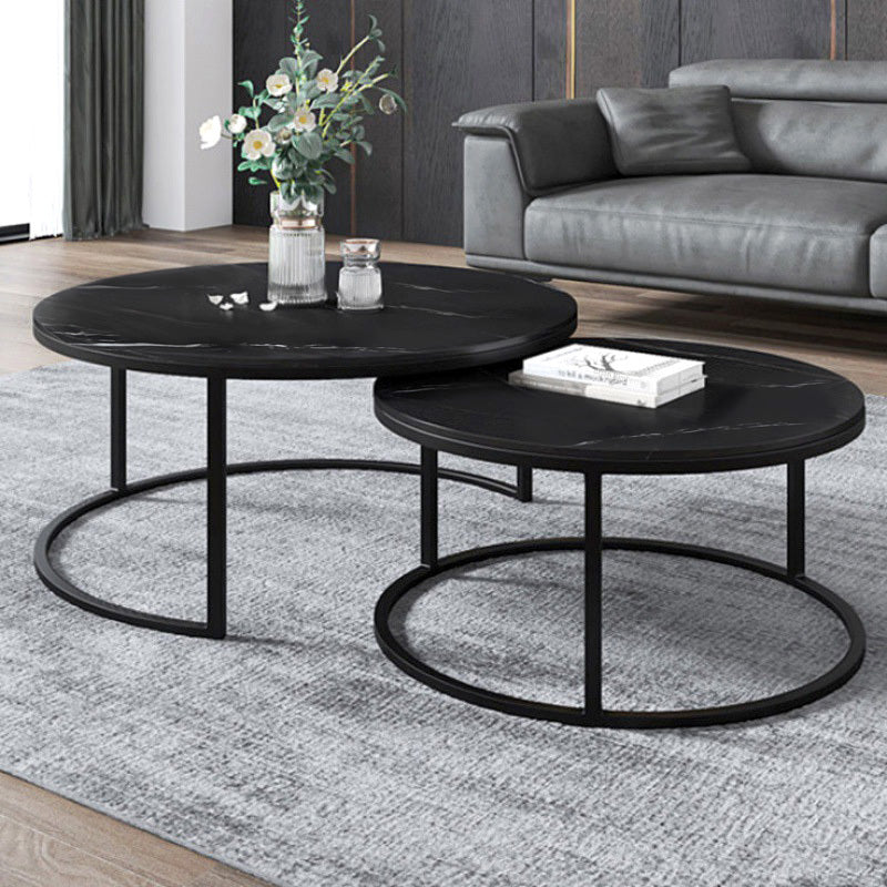 Luxor 2-in-1 Designer Marble Look Nested Coffee Tables Black