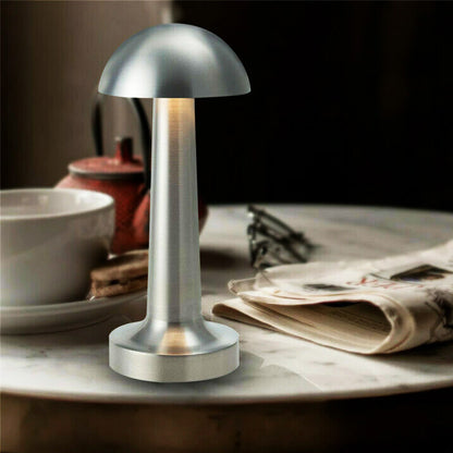 Cordless Touch Sensor LED Table Lamp Modern Night Light Silver Dome