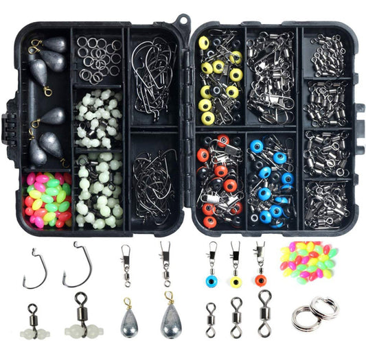 Ultimate Fishing Kit 251 Pcs Lures Hooks Swivels Beads Tackle Box Set