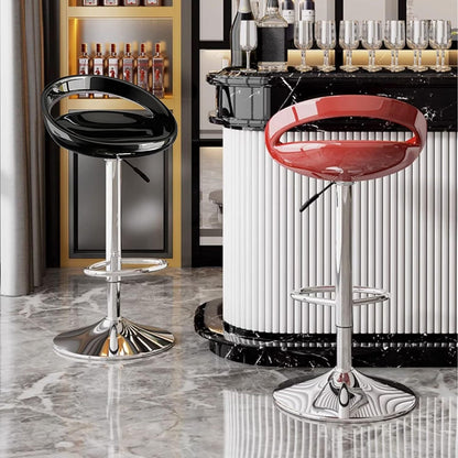 Set of 2 High Gloss Designer Bar Stools Modern Black