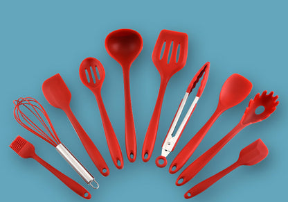 10PC Silicone Kitchen Utensil Set Non-Stick Heat Resistant Cooking Tools Red