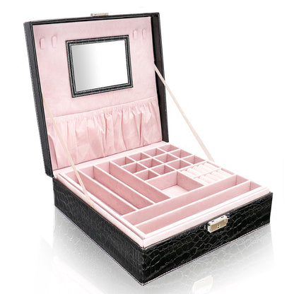 Elegant Pink Crocodile Leather Jewellery Box Organiser