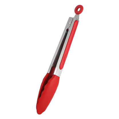 27cm Stainless Steel Silicone Tongs Red for Cooking and Grilling