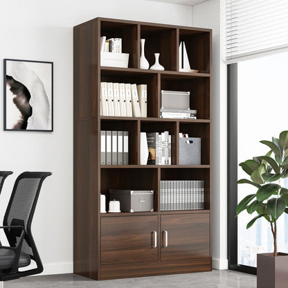 10-Shelf 2-Door Wardrobe Cabinet Storage Solution Black Walnut