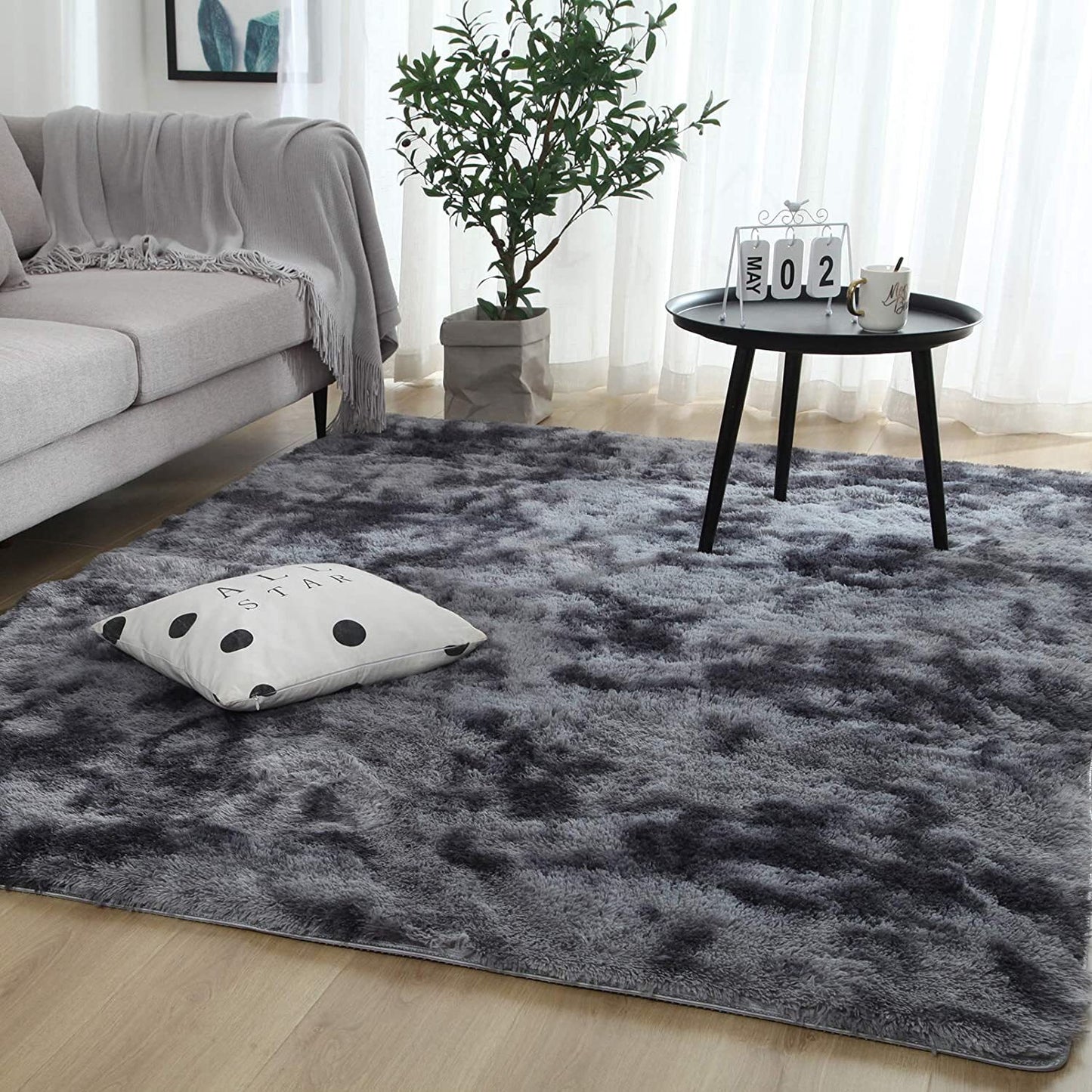 Extra Large 300 x 200 Soft Cozy Shag Rug Charcoal Grey