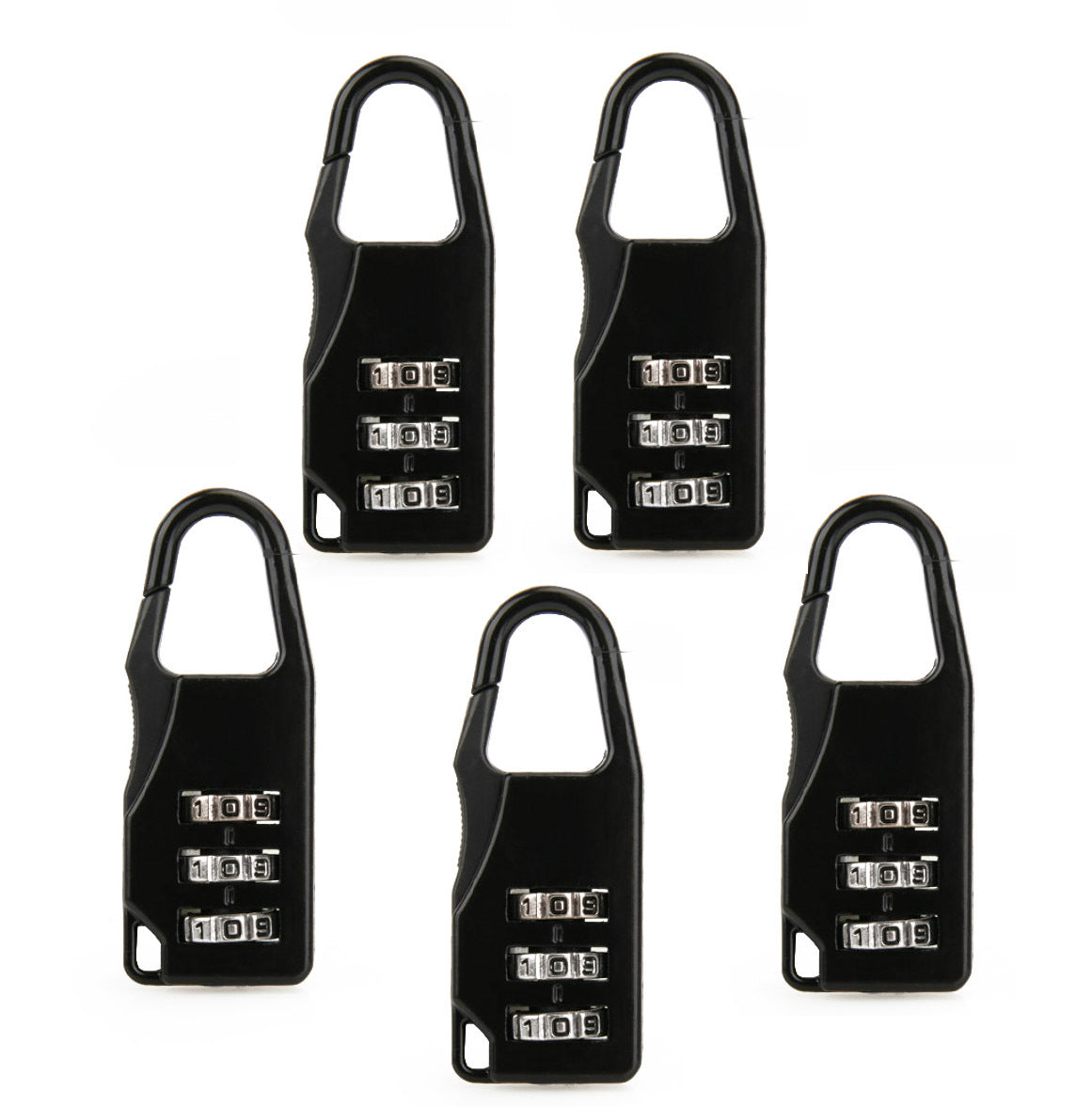 5 Pack Combination Locks for Bags Suitcase Lockers Luggage Padlocks Black