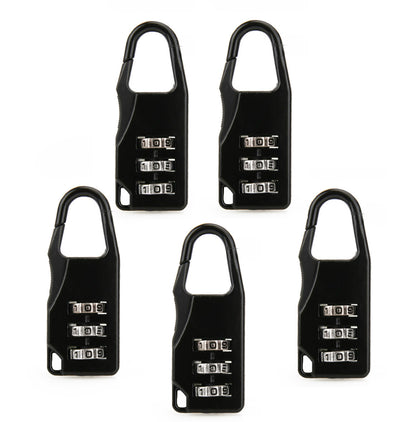 5 Pack Combination Locks for Bags Suitcase Lockers Luggage Padlocks Black