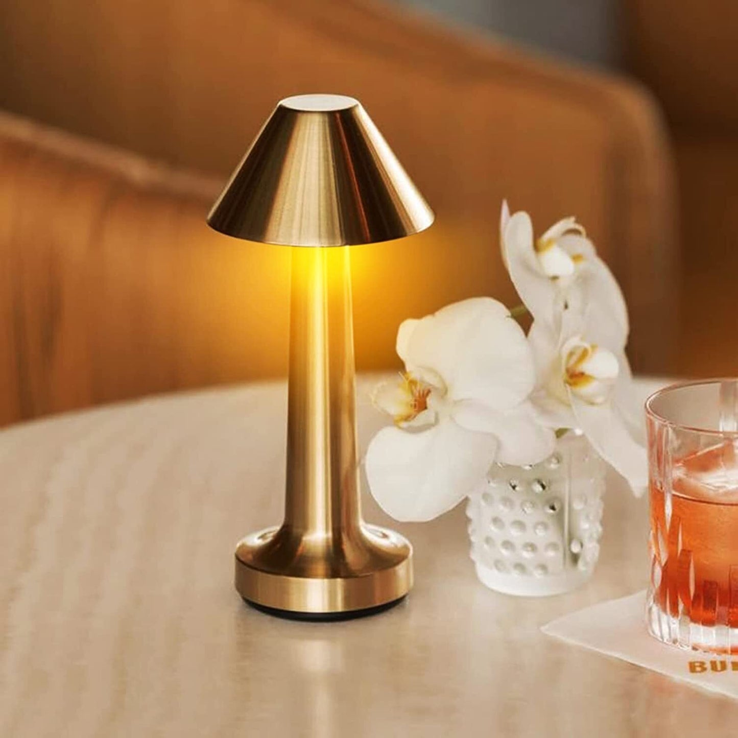 Cordless Touch Sensor LED Table Lamp Gold Night Light