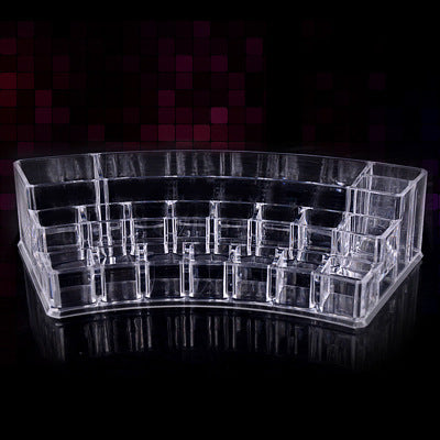 Elegant Crystal Curved Makeup Organizer for Lipstick Perfume Nail Polish Storage