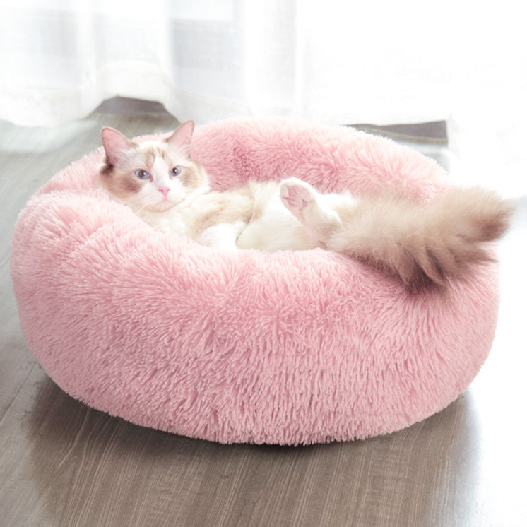 60cm Cozy Plush Soft Fluffy Pet Bed for Dogs and Cats Pink