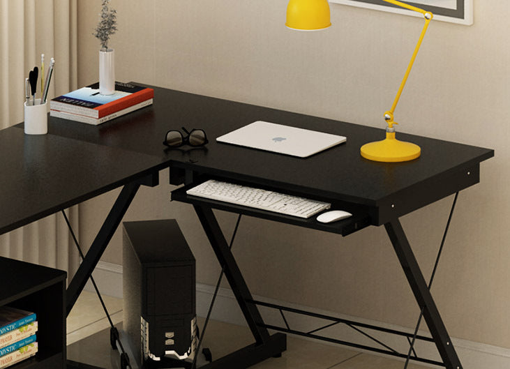 Large Double Workstation Corner Desk for Home Office Black