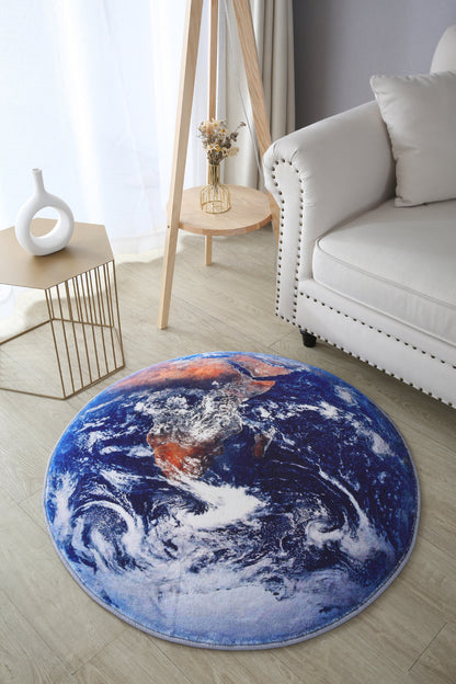 Luxury Plush Comfort Infinity Round Earth Planet World Rug