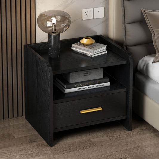 Elegant Bedside Table Nightstand with Drawer Black