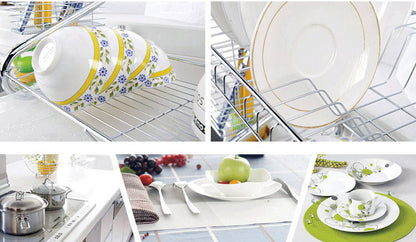 2-Tier Steel Dish Drying Rack Kitchen Organizer Stainless Steel