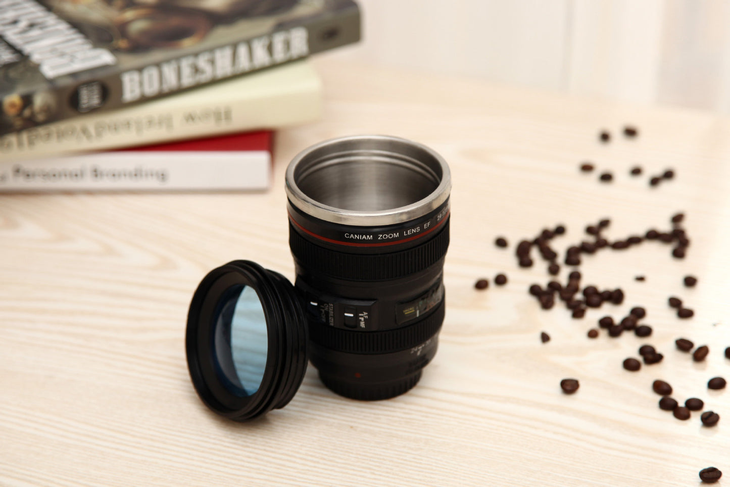 Stainless Steel Camera Lens Mug for Coffee and Tea Enthusiasts