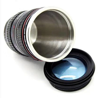 Stainless Steel Camera Lens Mug for Coffee and Tea Enthusiasts