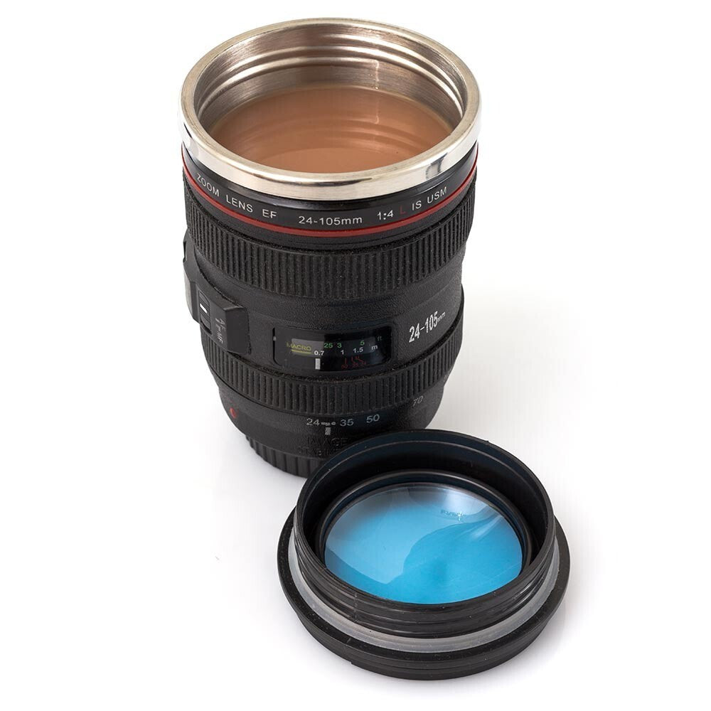 Stainless Steel Camera Lens Mug for Coffee and Tea Enthusiasts