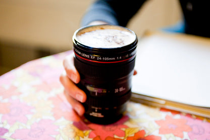 Stainless Steel Camera Lens Mug for Coffee and Tea Enthusiasts