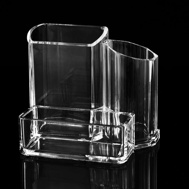 Clear Acrylic Desk Organizer with Pen and Business Card Holder for Office Essentials