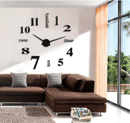 Large Modern DIY Wall Clock Home Decoration Black