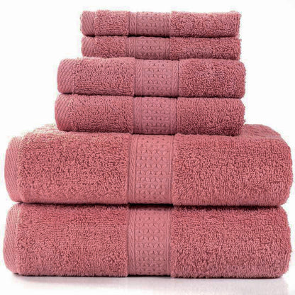 3-Piece Deluxe Cotton Towels Set Soft Absorbent Bath Hand Face Towels Coral