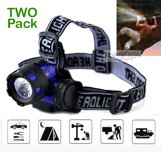 2 Pack 3W LED High Power Mini Head Lamp Blue Headlight