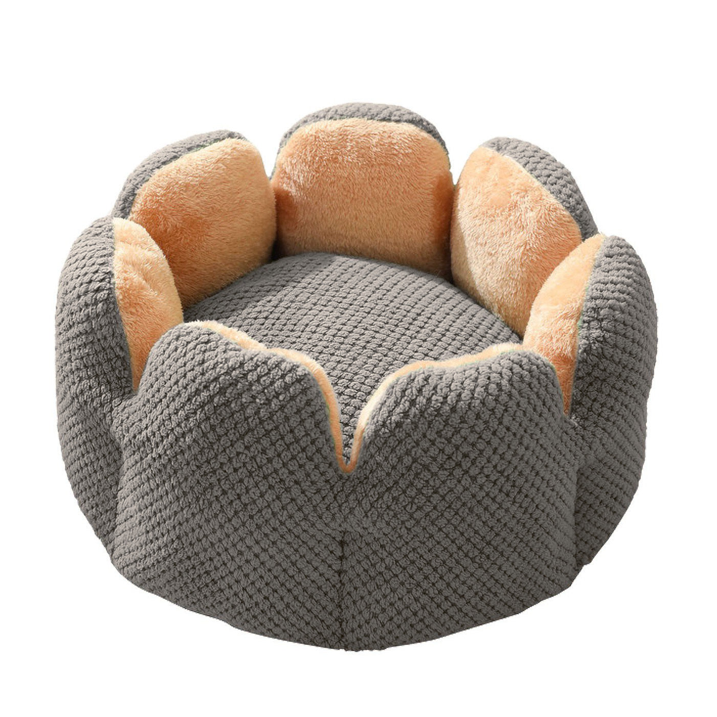 50cm Cozy Cactus Flower Pet Bed for Cats and Dogs Grey