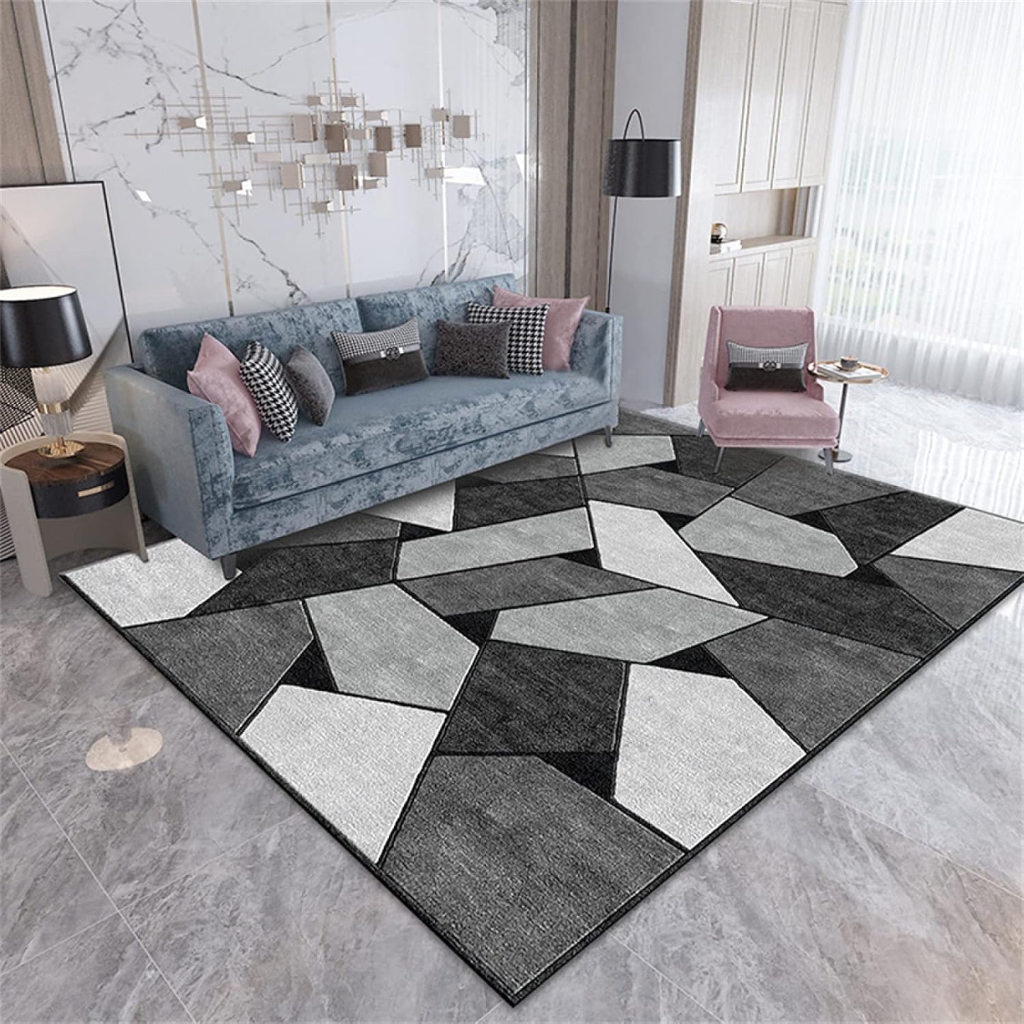 160 x 120 Rock Rug Stylish Design Easy-Clean Comfort Carpet Mat