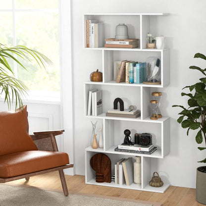 5 Tier Modern White Bookshelf Display Storage Shelving Unit Home Office