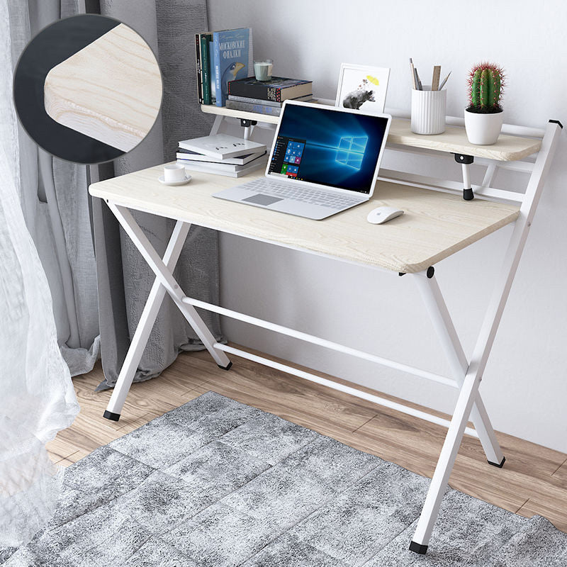 100cm Smart Space-Saving Folding Desk with Shelf White