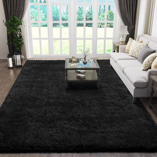 XL Extra Large 300 x 200 Soft Shag Rug Carpet Mat Black