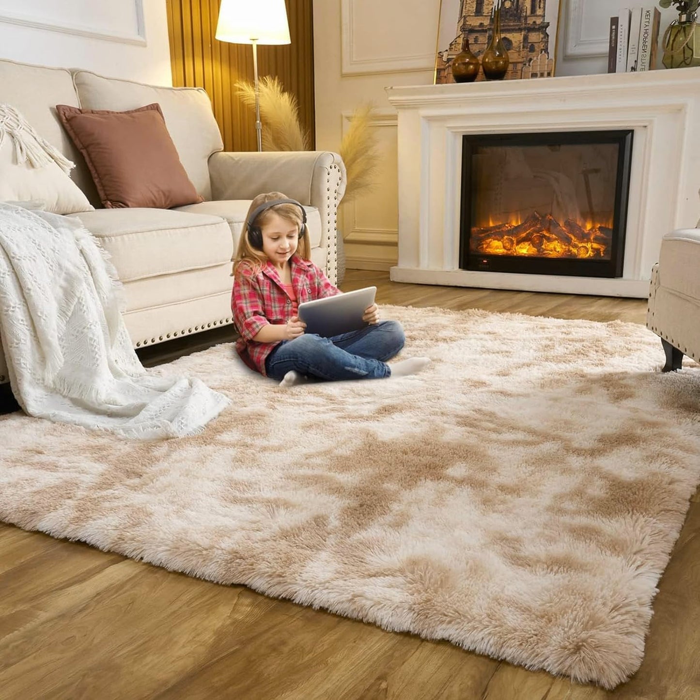 230 x 160 Large Soft Comfortable Shag Rug Tan