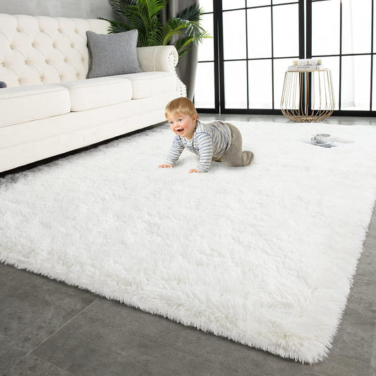 XL Extra Large 300 x 200 Soft Shag Rug Carpet Mat Cream White