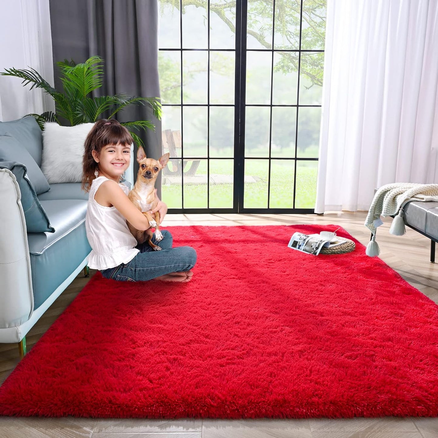 160 x 120 Soft Shag Rug Carpet Mat Red