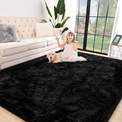 Large 230 x 160 Soft Shag Rug Carpet Mat Black