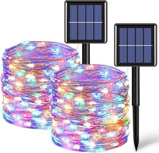 12m 100 LED Solar Powered Colourful String Lights Garden Patio Decor