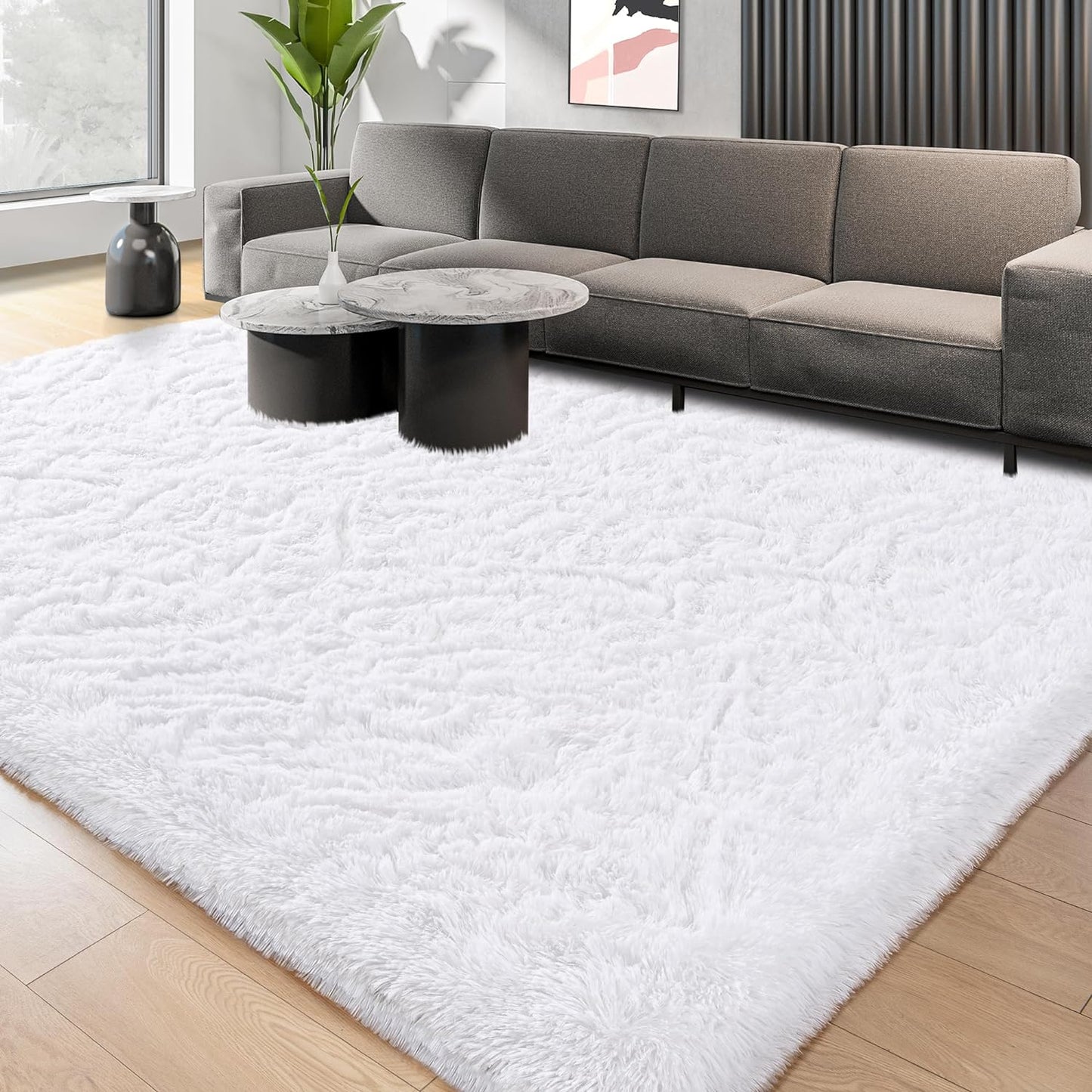 XL Extra Large 300 x 200 Soft Shag Rug Carpet Mat White