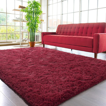 Large 230 x 160 Soft Shag Rug Carpet Mat Wine