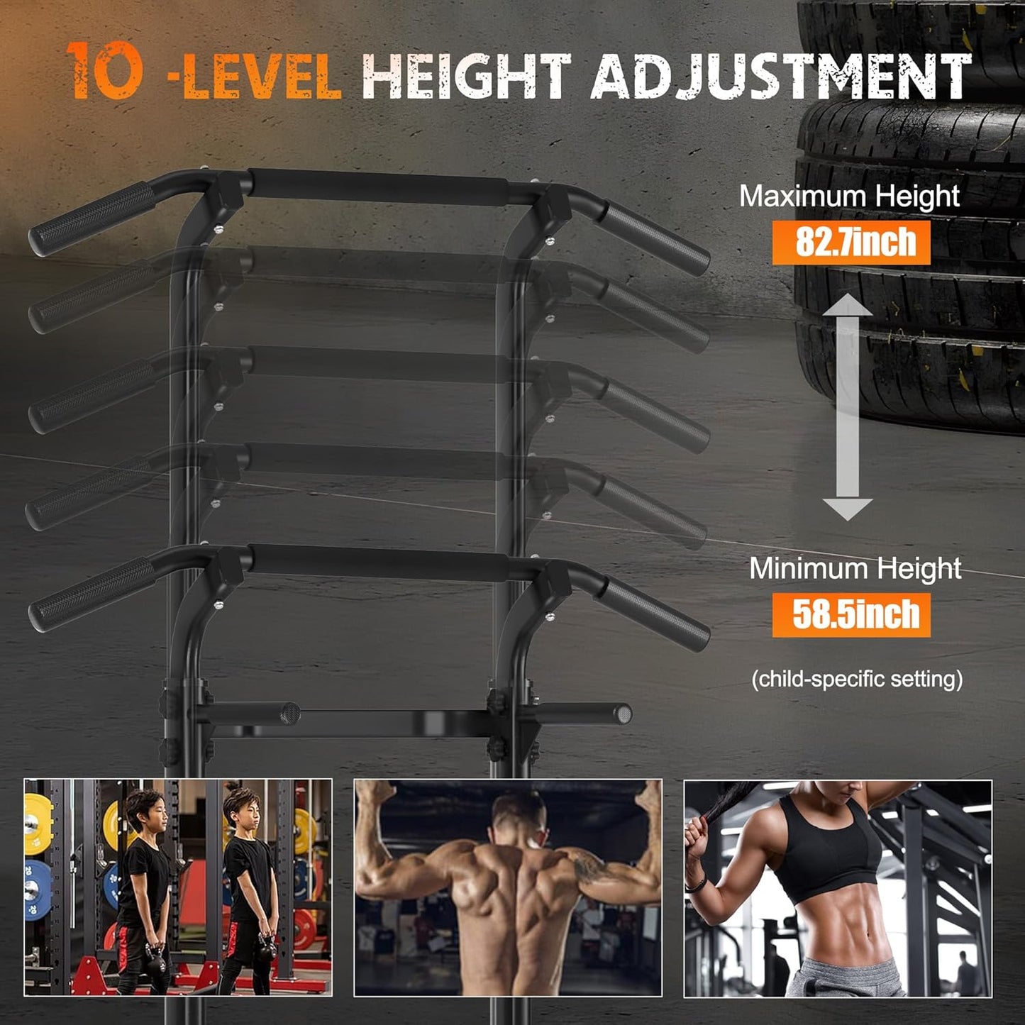 Adjustable Power Tower Pull Up Dip Station Home Gym Workout