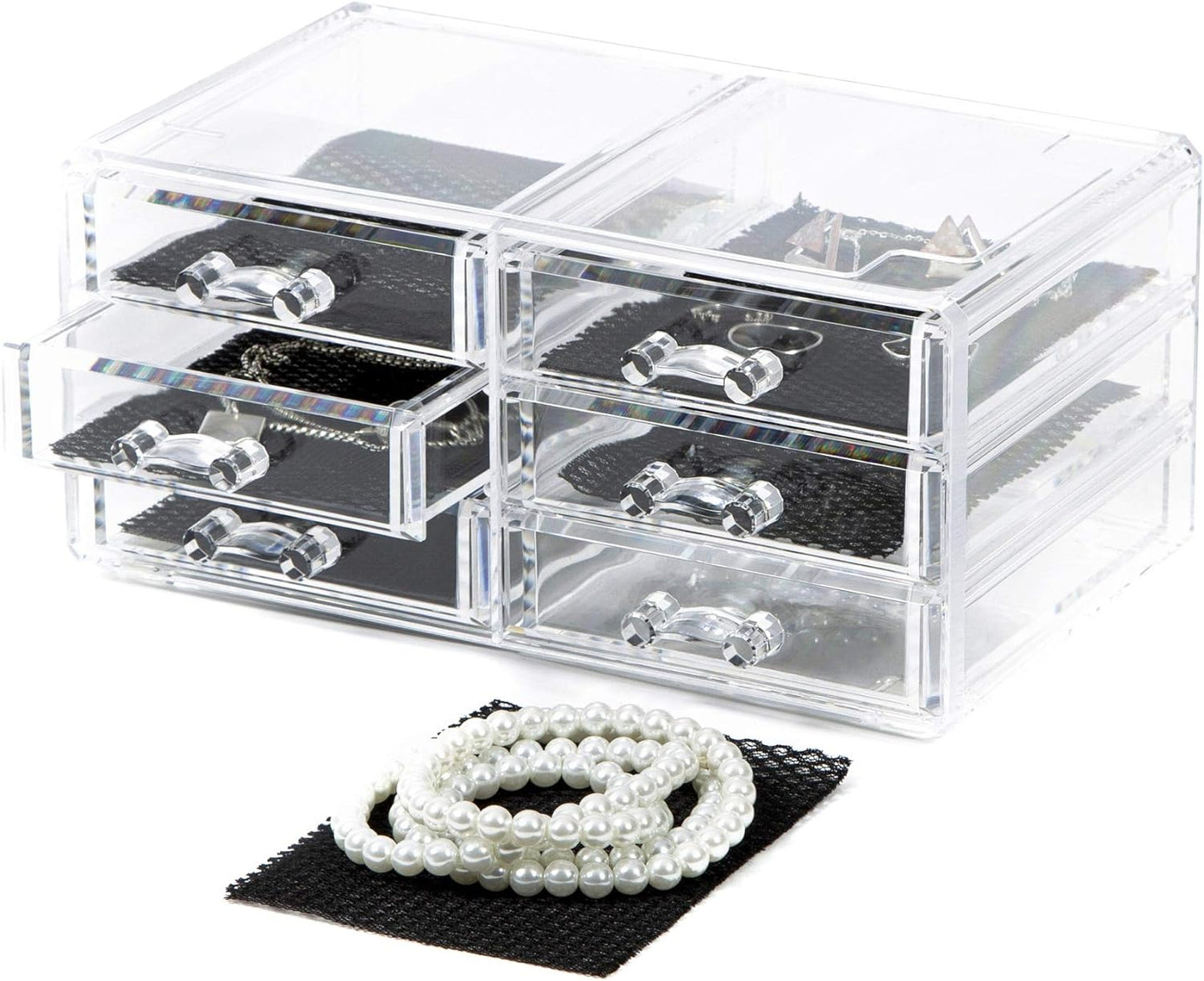 6-Drawer Crystal Clear Acrylic Makeup Organizer Jewellery Storage Box